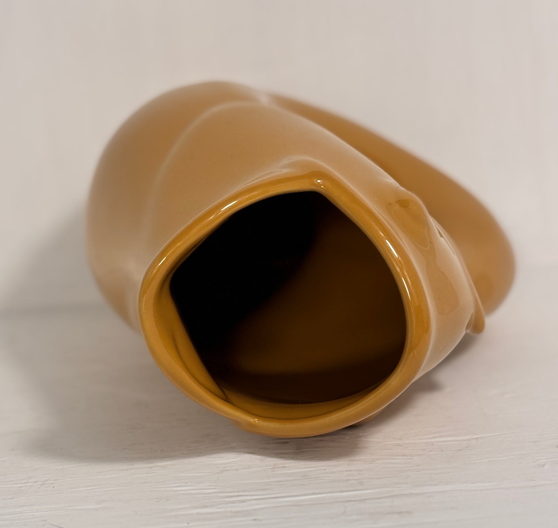 Gurgle Pot Mustard Yellow Fish Shaped Pitcher