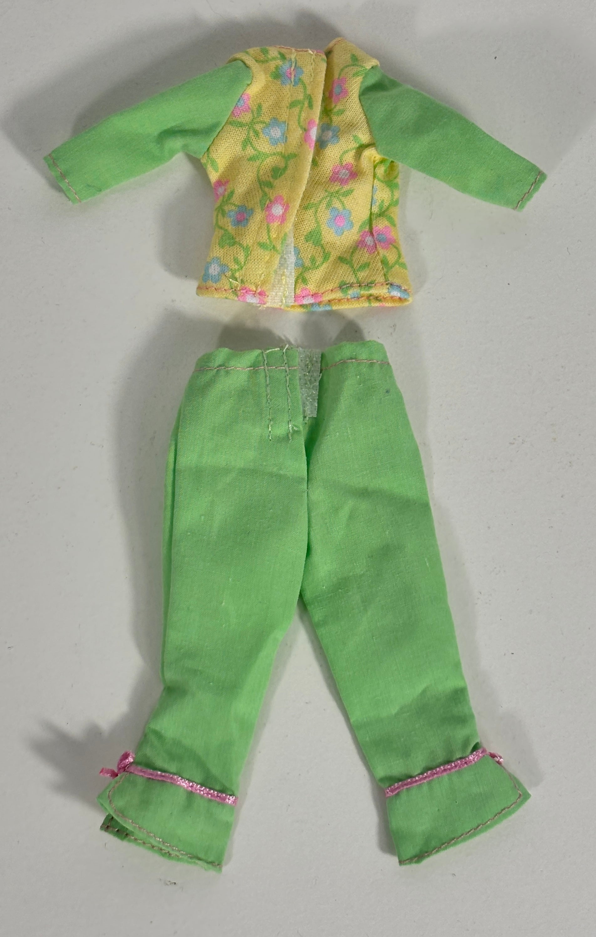 Vintage Barbie Green Yellow Floral Fashion Set