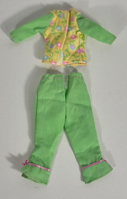 Vintage Barbie Green Yellow Floral Fashion Set