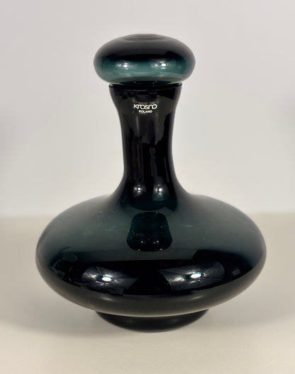 Krosno Poland Petrol Blue Hand blown Decanter