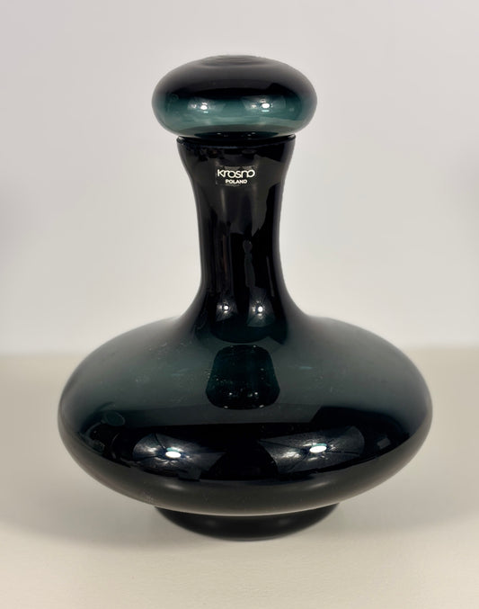 Krosno Poland Petrol Blue Hand blown Decanter