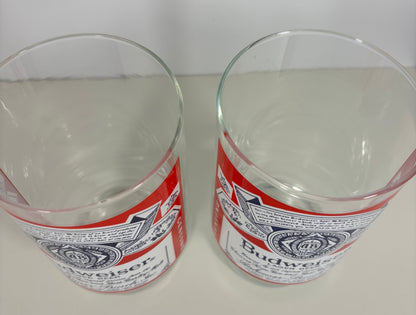Vintage Budweiser Pedestal Beer Glass Set