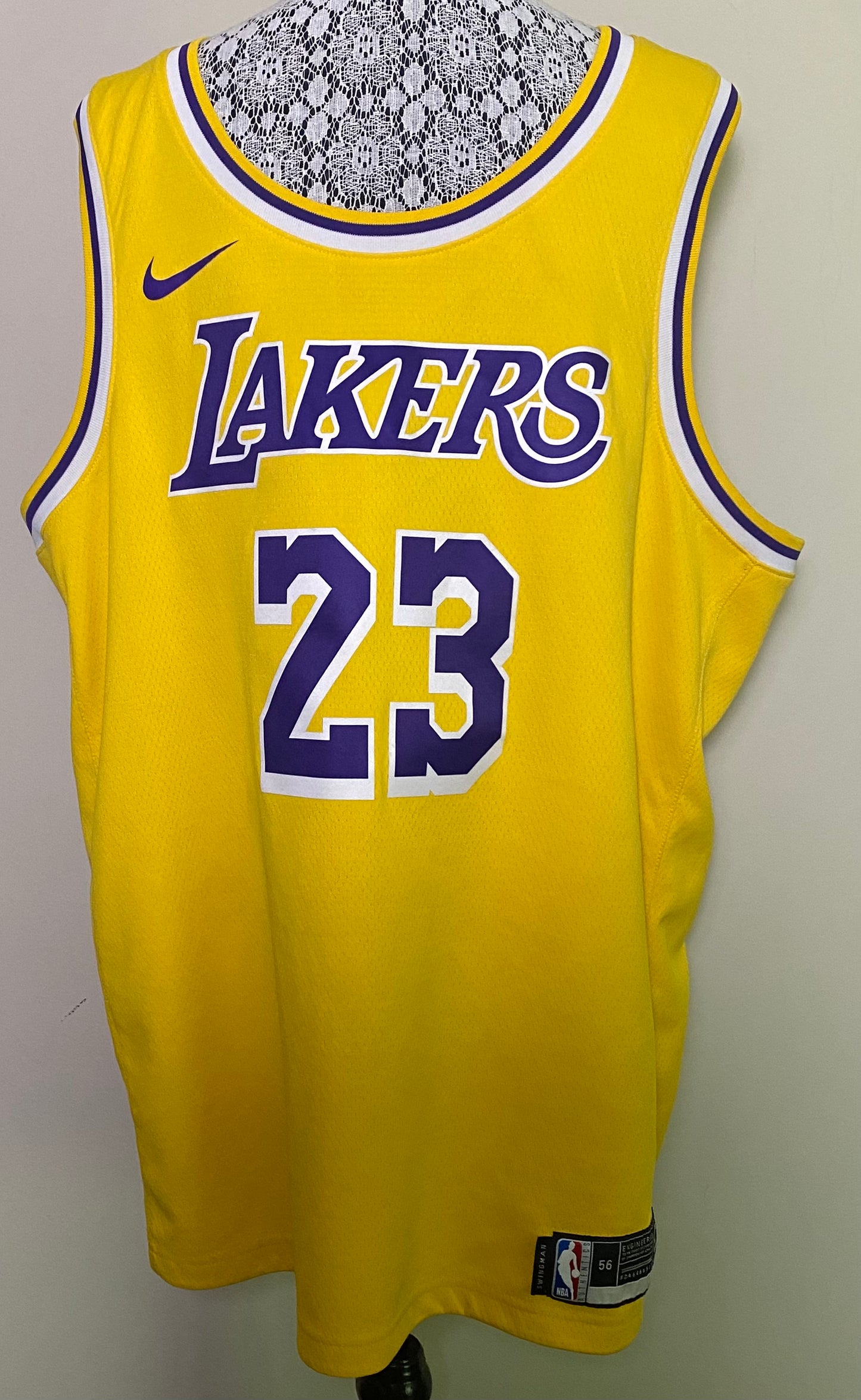 Lebron James Los Angeles Lakers Nike Swingman Dri Fit Jersey 56 XXL