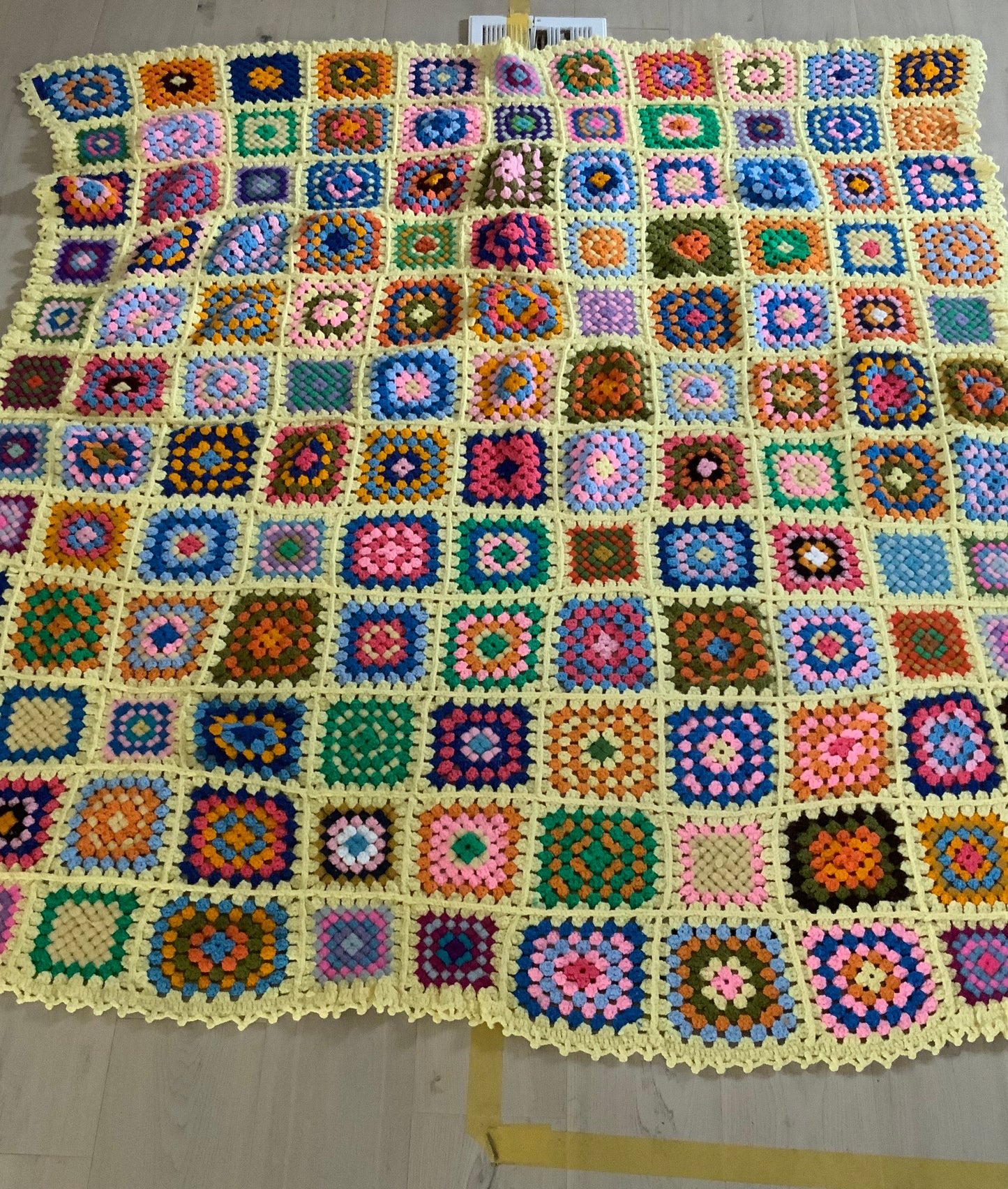 Vintage Hand Knit Afghan Throw Blanket Quilt