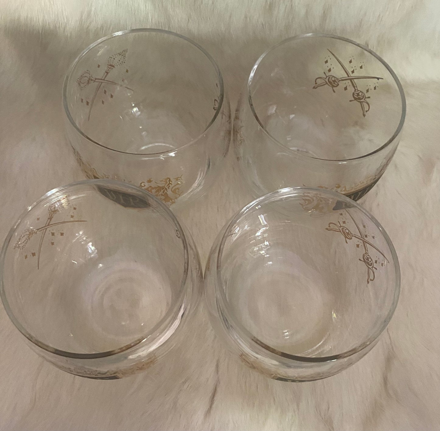 Mid Century Modern Black Gold Roly Poly VIP Cocktail Glasses Set