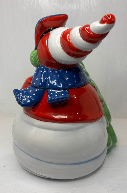 Zrike Blizzard Snowman Shaped Christmas Cookie Jar