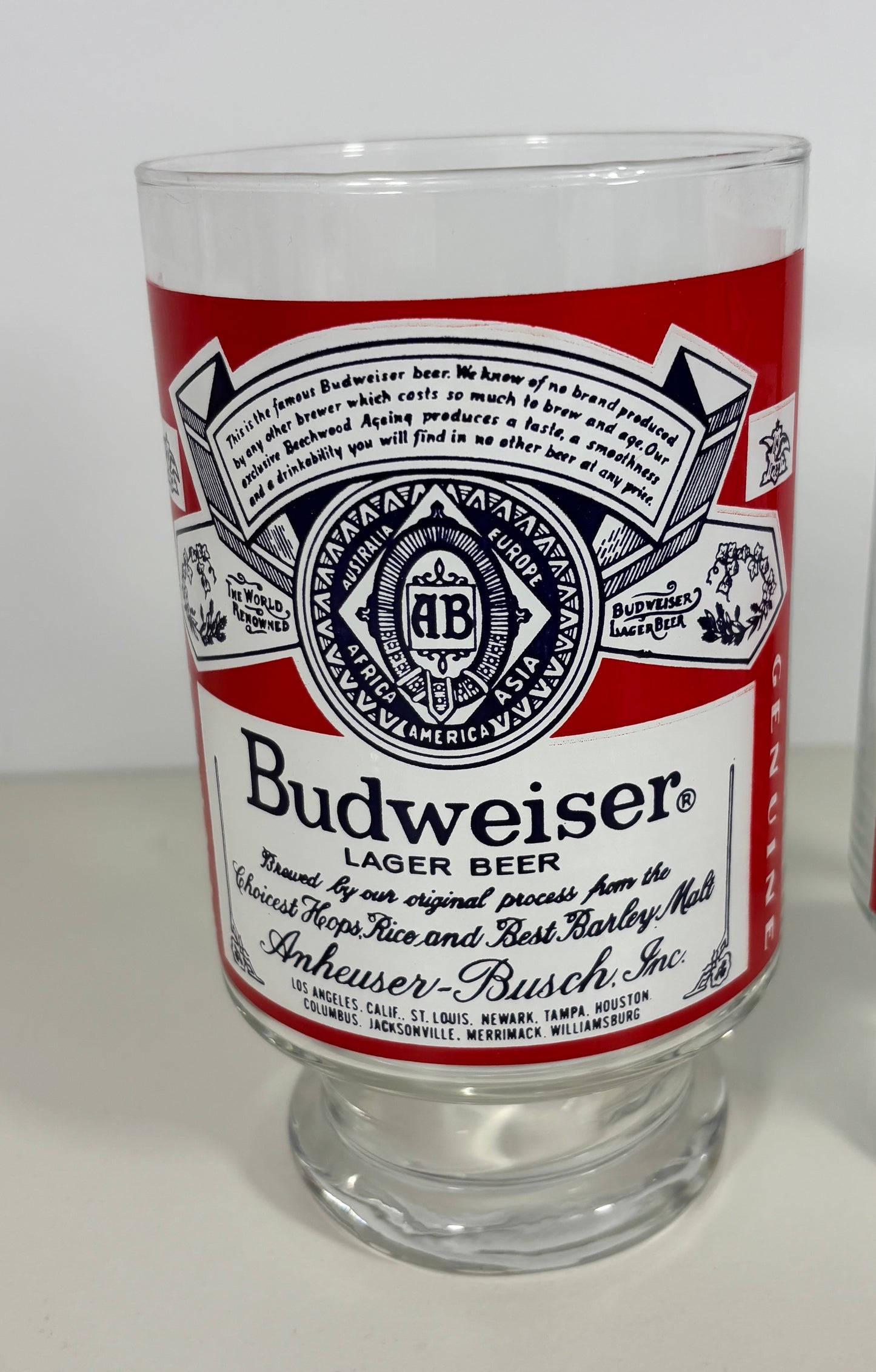 Vintage Budweiser Pedestal Beer Glass Set