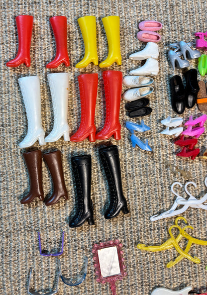 Lot of Vintage Barbie Shoes Boots and Accessories