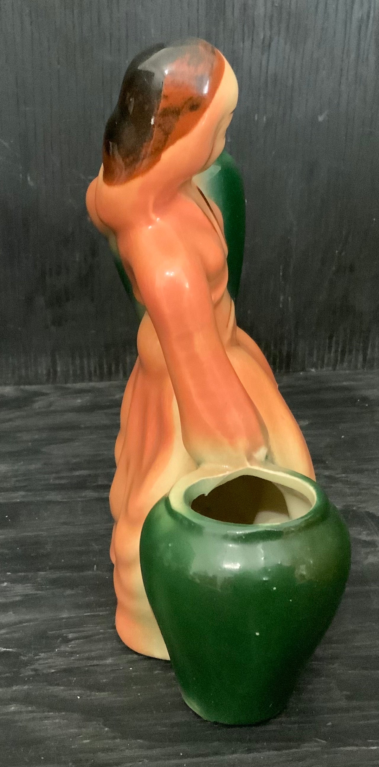 Vintage Woman in Flowing Dress Succulent Planter Vase