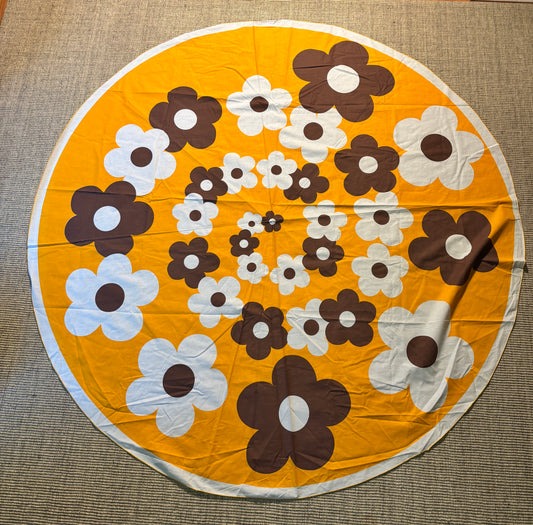 Retro Orange Flower Power Tablecloth and Napkin Set