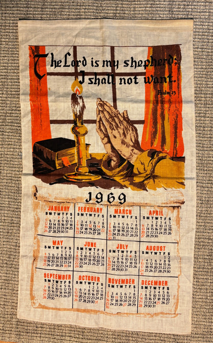 1969 Calendar Psalm 23 Decorative Wall Hanging