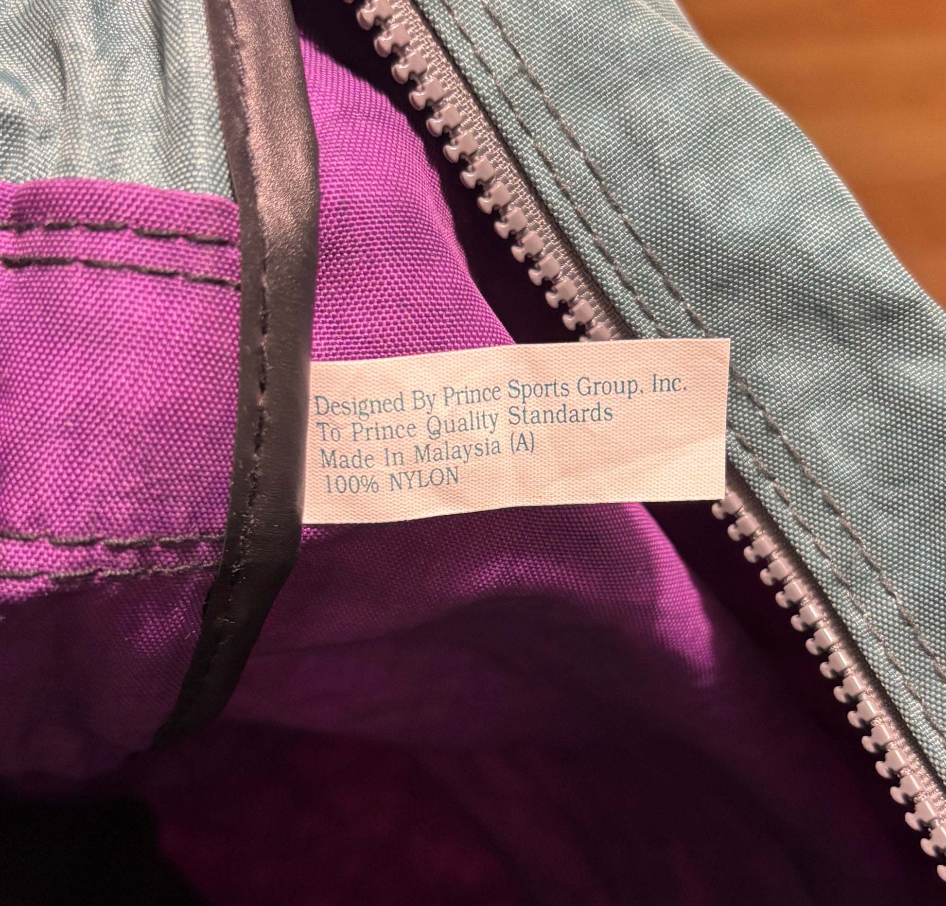 Purple and Teal Vintage Prince Tennis Duffle Bag