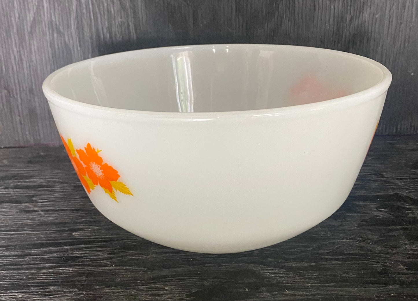 Federal Glass Orange Flower 8 Inch Mixing Bowl