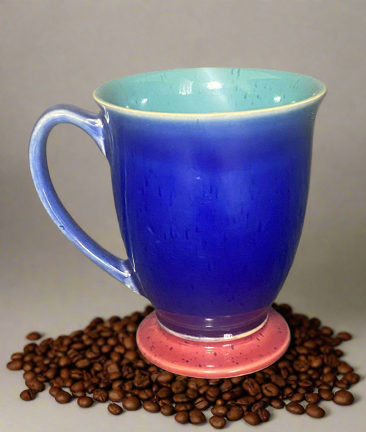 Denby Harlequin Blue Footed Pedestal Mugs