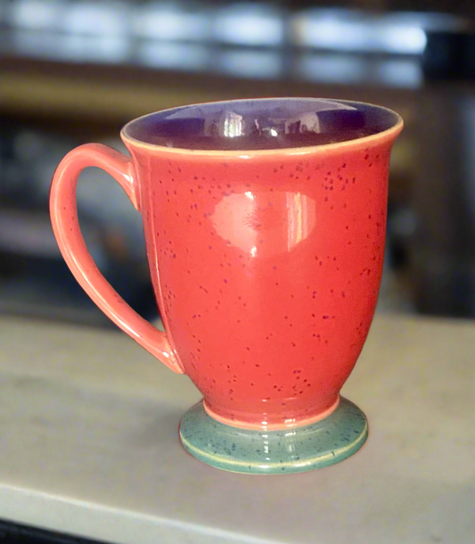 Denby Harlequin Red Footed Pedestal Mugs