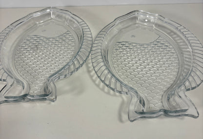 MamboCat Oslo Clear Glass Fish Serving Plate Set