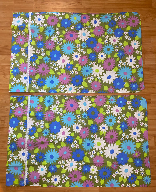 Vintage Retro 1970’s King Size Floral Wabasso Pillowcases