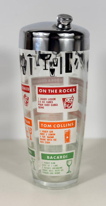 Vintage Cocktail Shaker with Drink Recipes