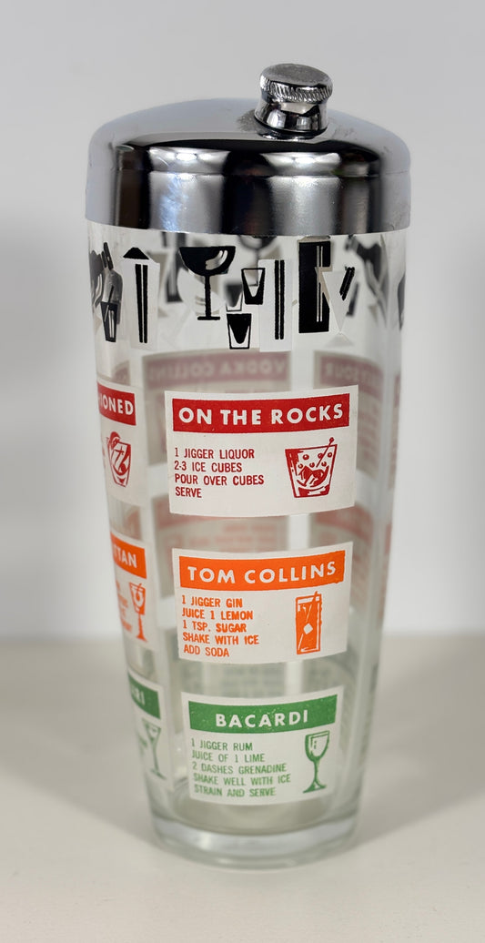 Vintage Cocktail Shaker with Drink Recipes