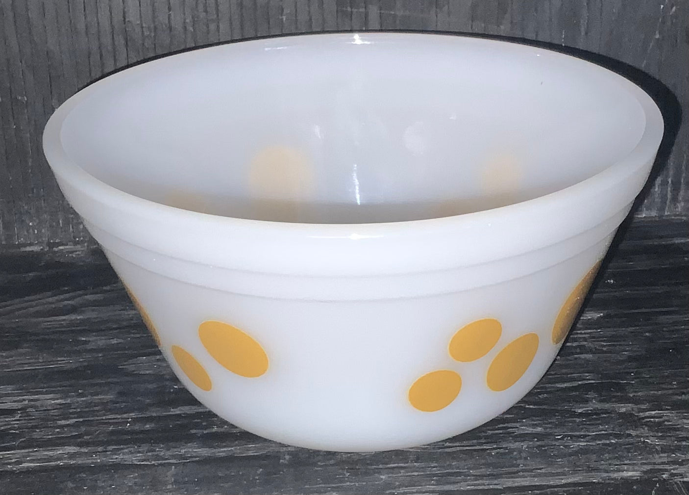 Federal Glass Yellow Gold Polka Dot Mixing Bowl