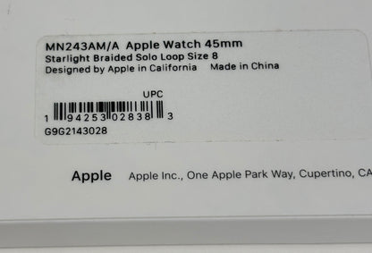 Apple Watch label with product details and Apple branding