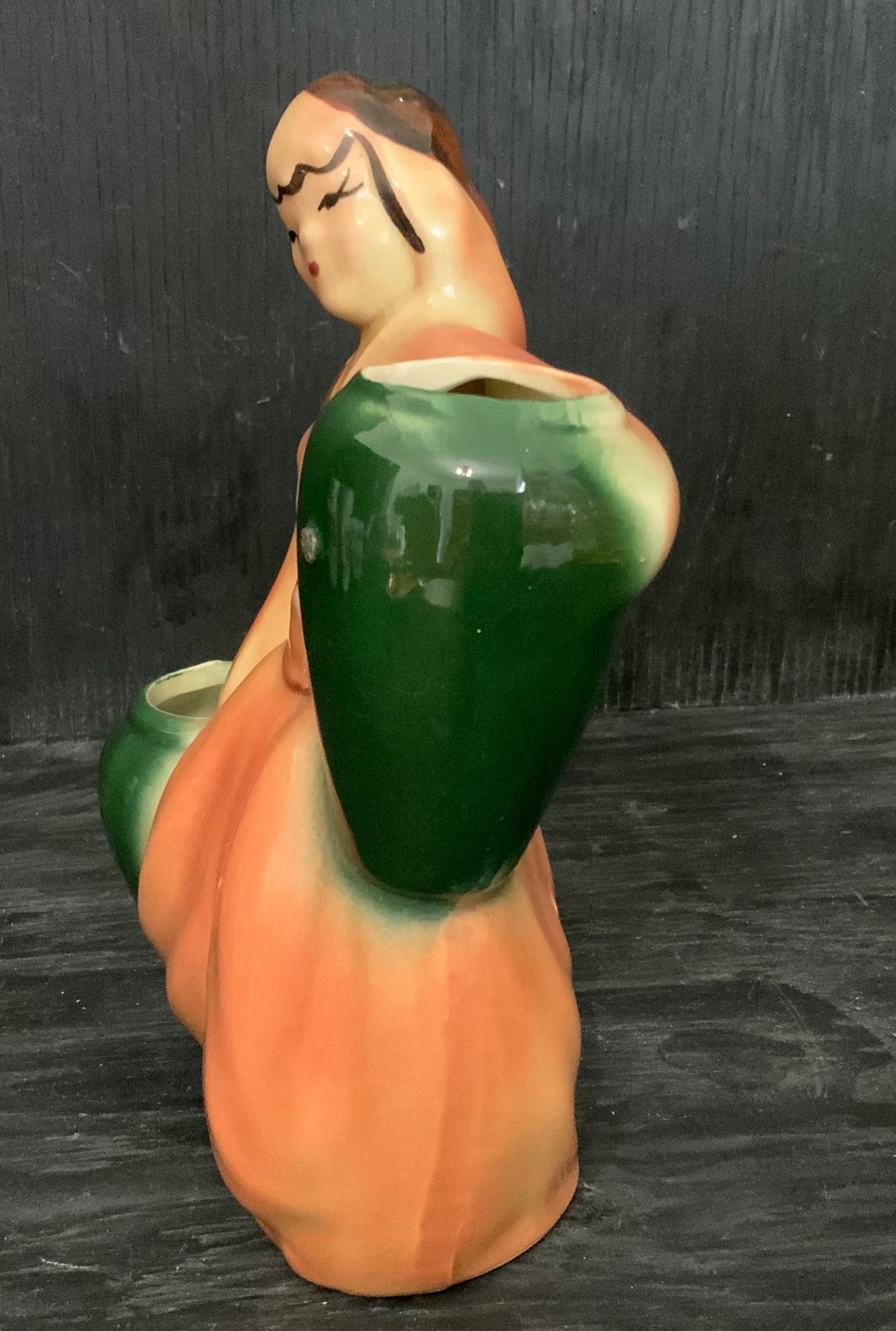 Vintage Woman in Dress Succulent Planter Vase