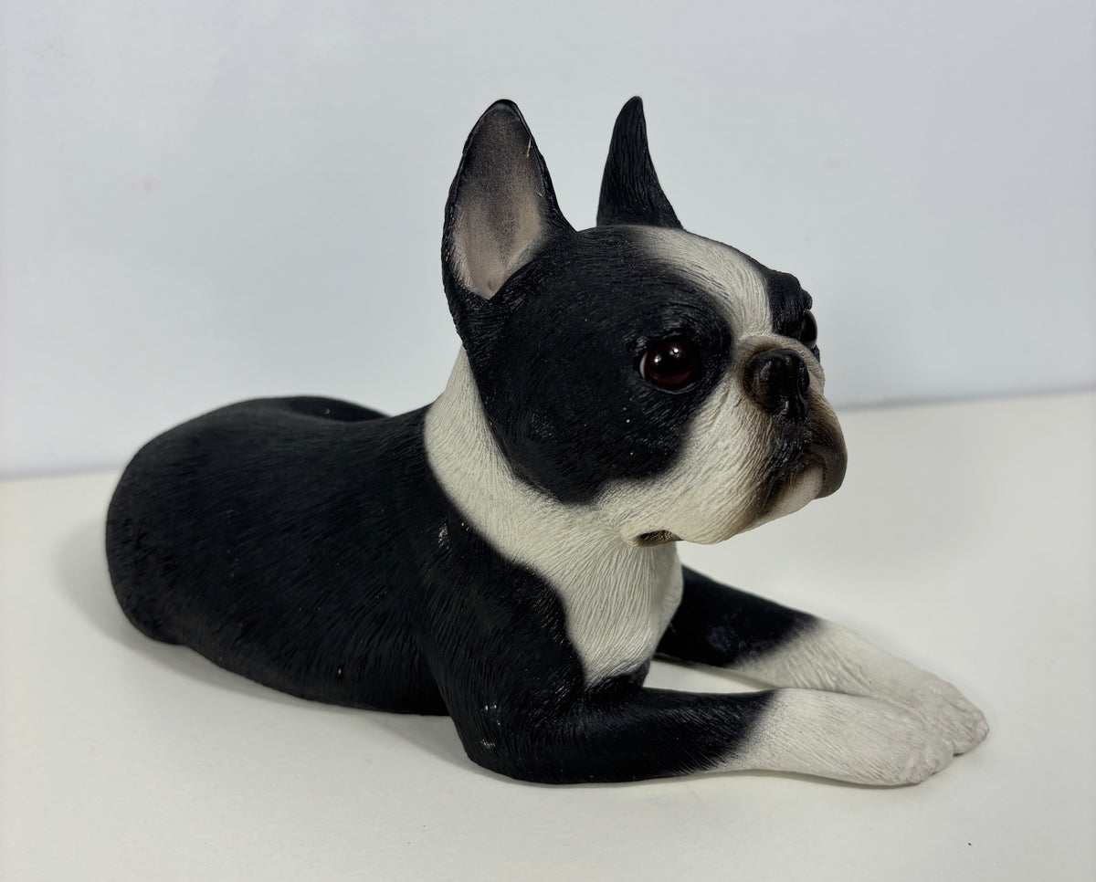 Sandicast Sandra Brue Lying Boston Terrier Figurine