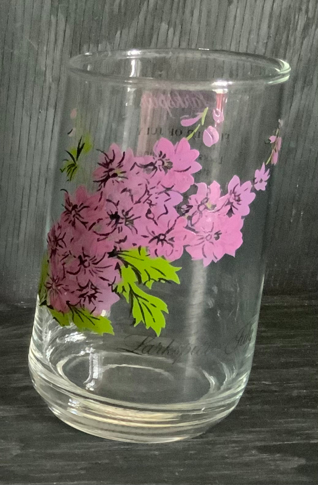 Dominion Glass July Larkspur Flower of the Month Drink Glass