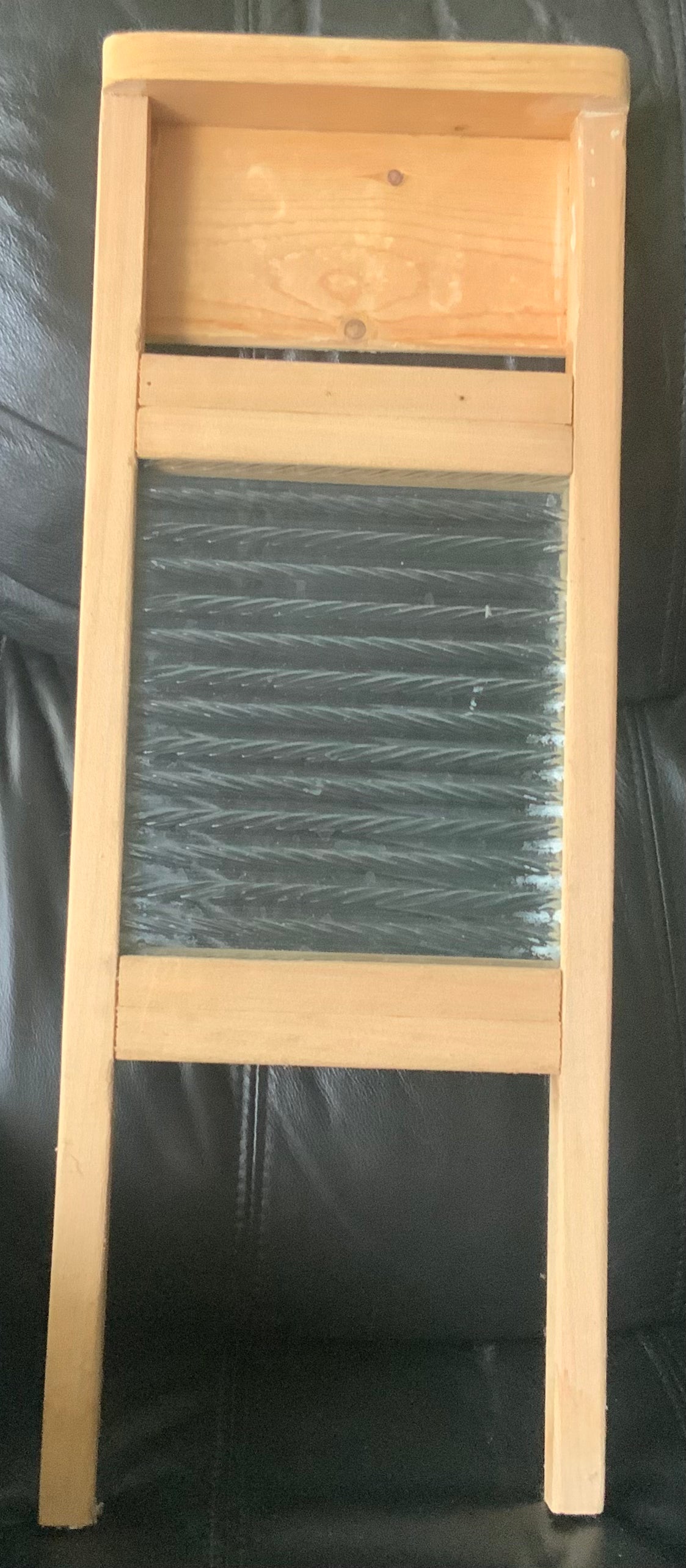 Vintage Glass and Wood Washboard