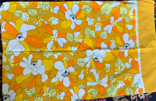 Mid Century Modern Vintage Sears Yellow Floral Pillowcase