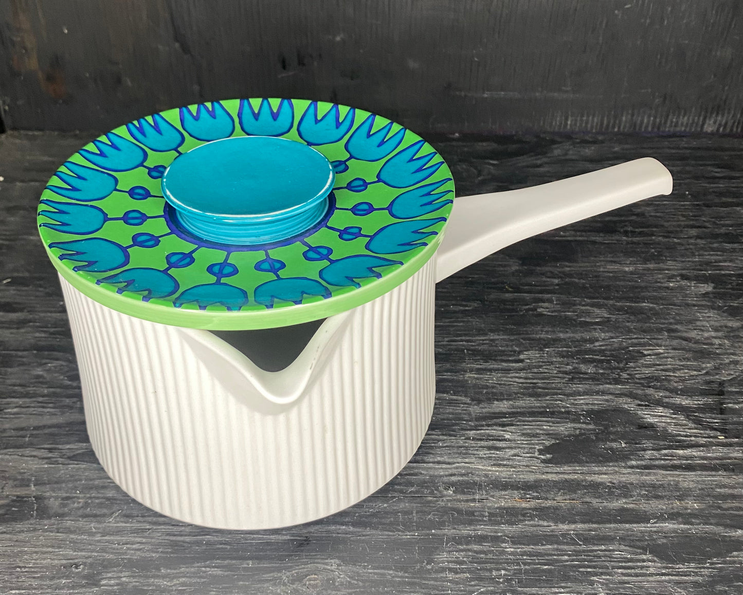 Thomas Rosenthal Flammfest Green and Blue Flower Saucepan Pot