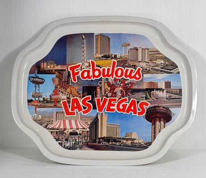 Decorative tray with images of Las Vegas and the text 'Fabulous Las Vegas' on a white background.