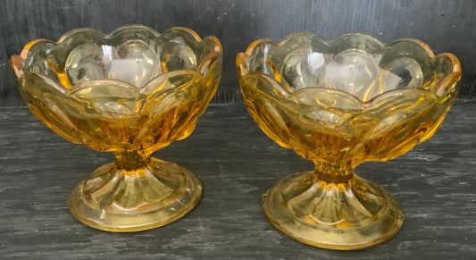 Vintage Anchor Hocking Amber Yellow Sundae Sherbet Glasses