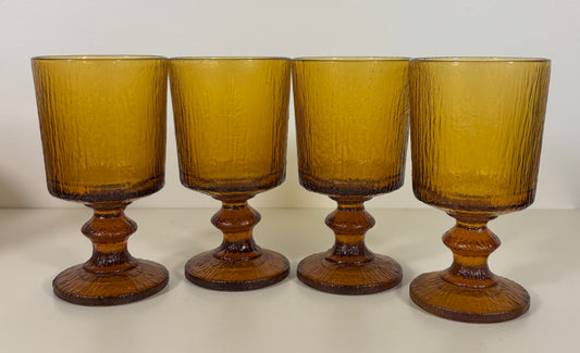 Ravenhead Siesta Amber Wine Glass Goblet Set