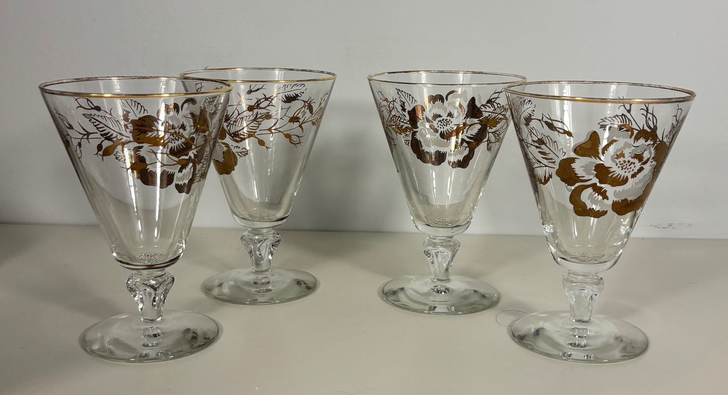 Libbey Golden Rose Champagne Cocktail Sherbet Glasses Set