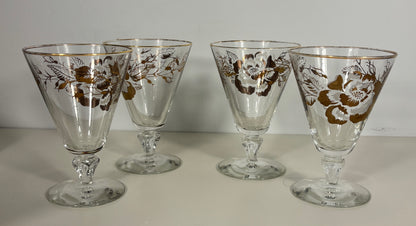 Libbey Golden Rose Champagne Cocktail Sherbet Glasses Set