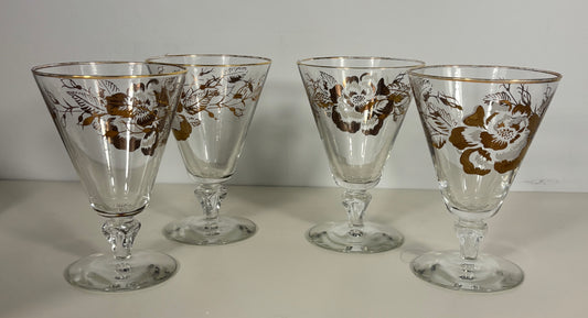 Libbey Golden Rose Champagne Cocktail Sherbet Glasses Set