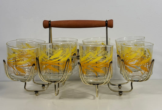 Libbey Golden Wheat Small Tumbler Glass Set with Carrier