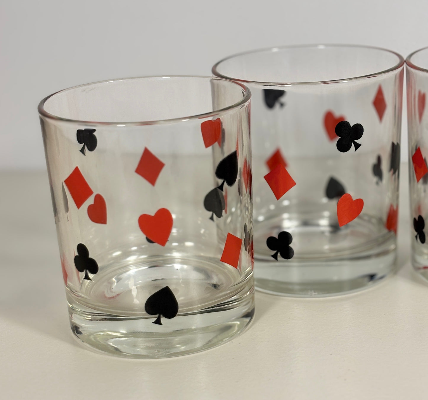Mid Century Playing Card Whiskey Glass Set