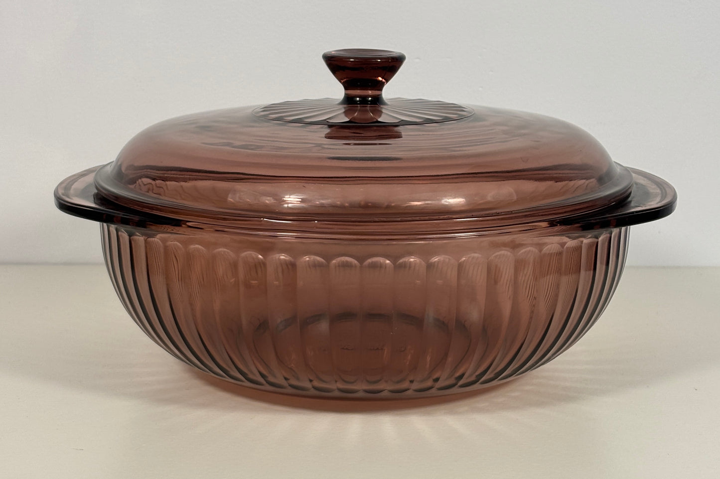 Cranberry Pyrex 2 Quart Ribbed Casserole Dish