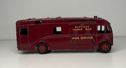 Model of an Express Horse Box Hire Service vehicle on a gray background