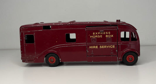 Model of an Express Horse Box Hire Service vehicle on a gray background