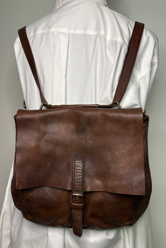 Roots Brown Leather Backpack