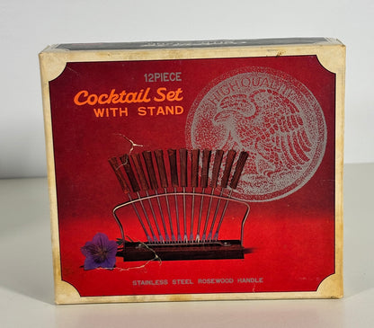 Mid Century Rosewood Cocktail Fork Set