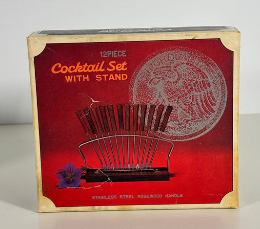 Mid Century Rosewood Cocktail Fork Set
