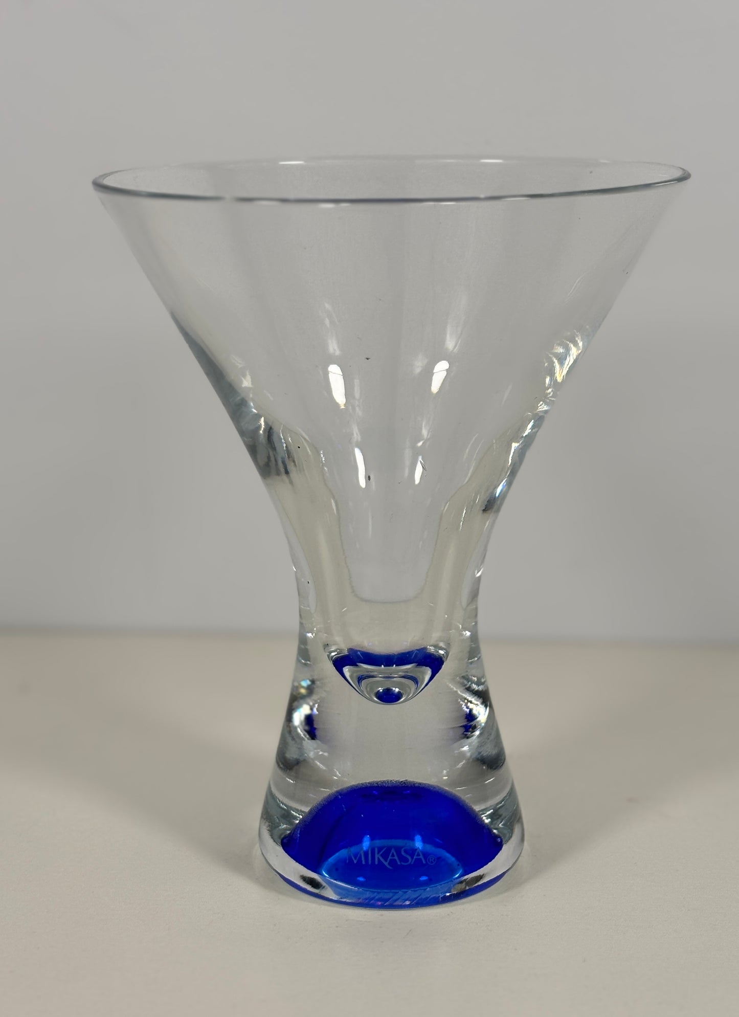 Rare Vintage Mikasa Devala Blue Bubble Martini Cocktail Glass
