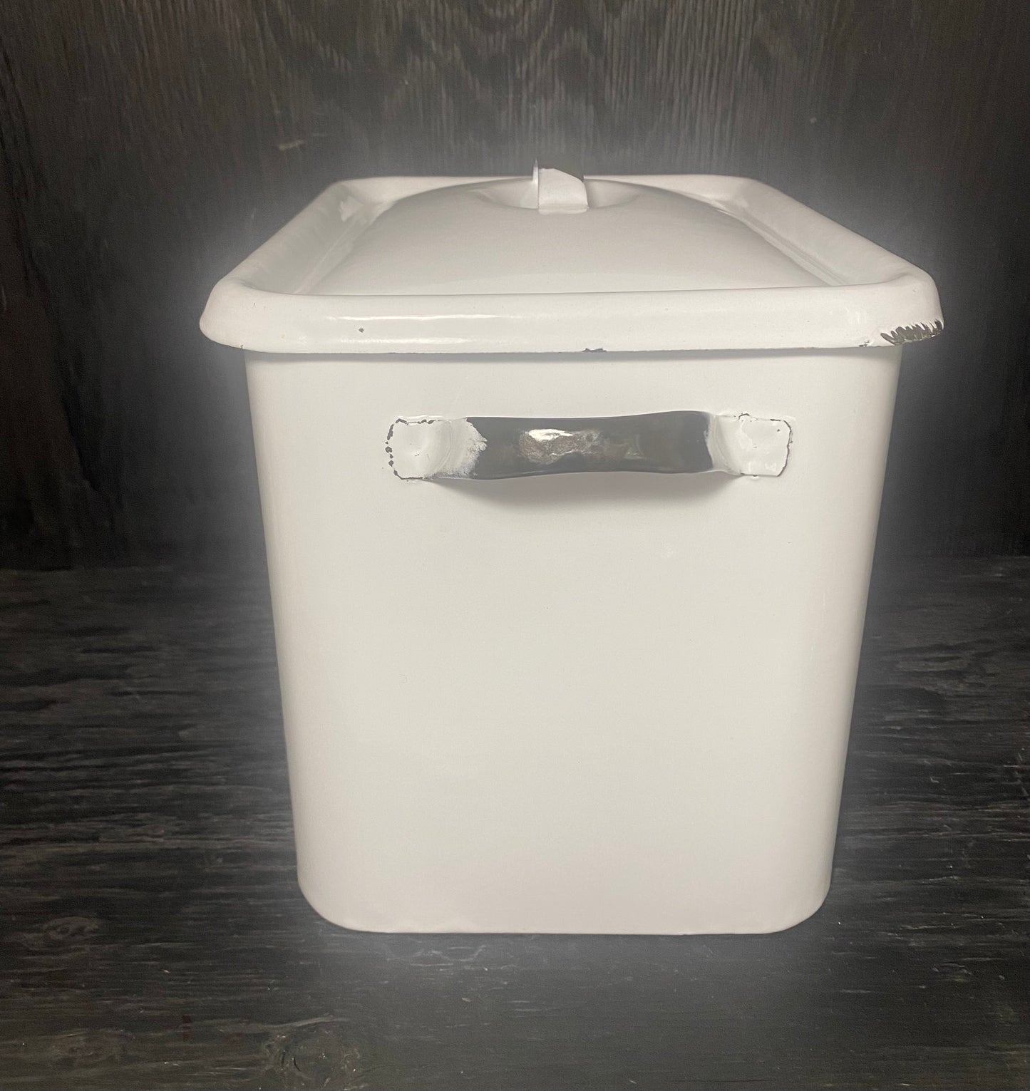 Vintage White Enamel Bread Box