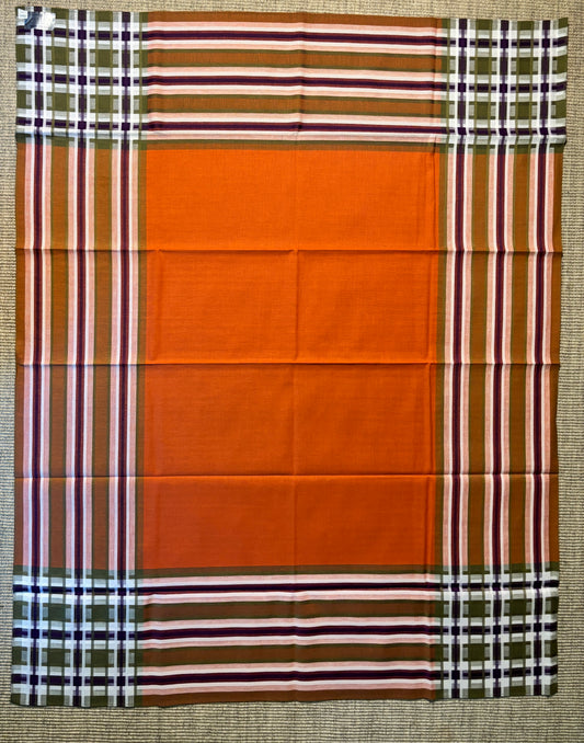 Finlayson Finland Checkered Striped Orange Retro Tablecloth