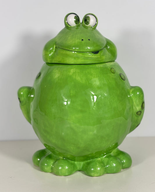 Bella Casa by Ganz Cross Eyed Frog Cookie Jar