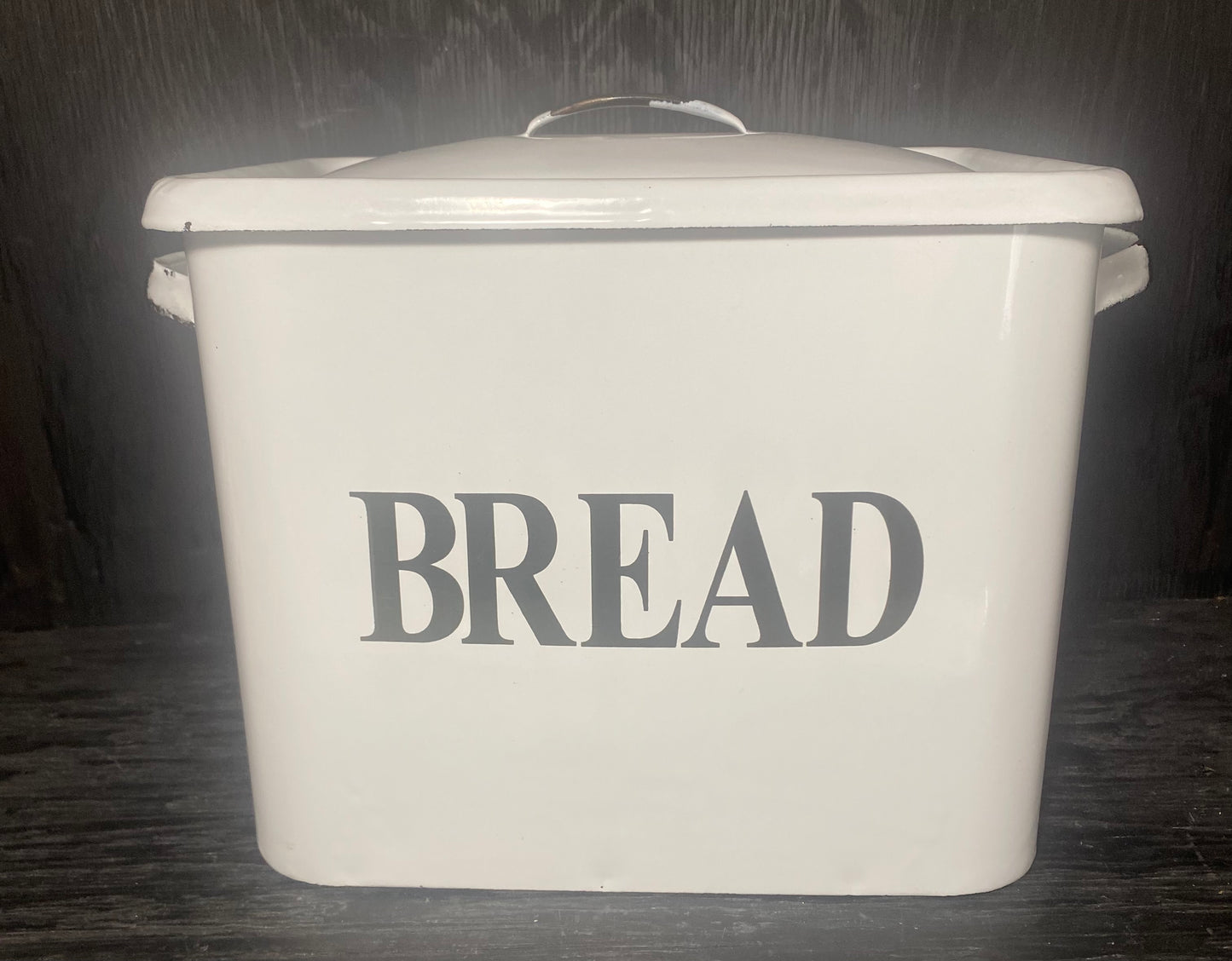 Vintage White Enamel Bread Box